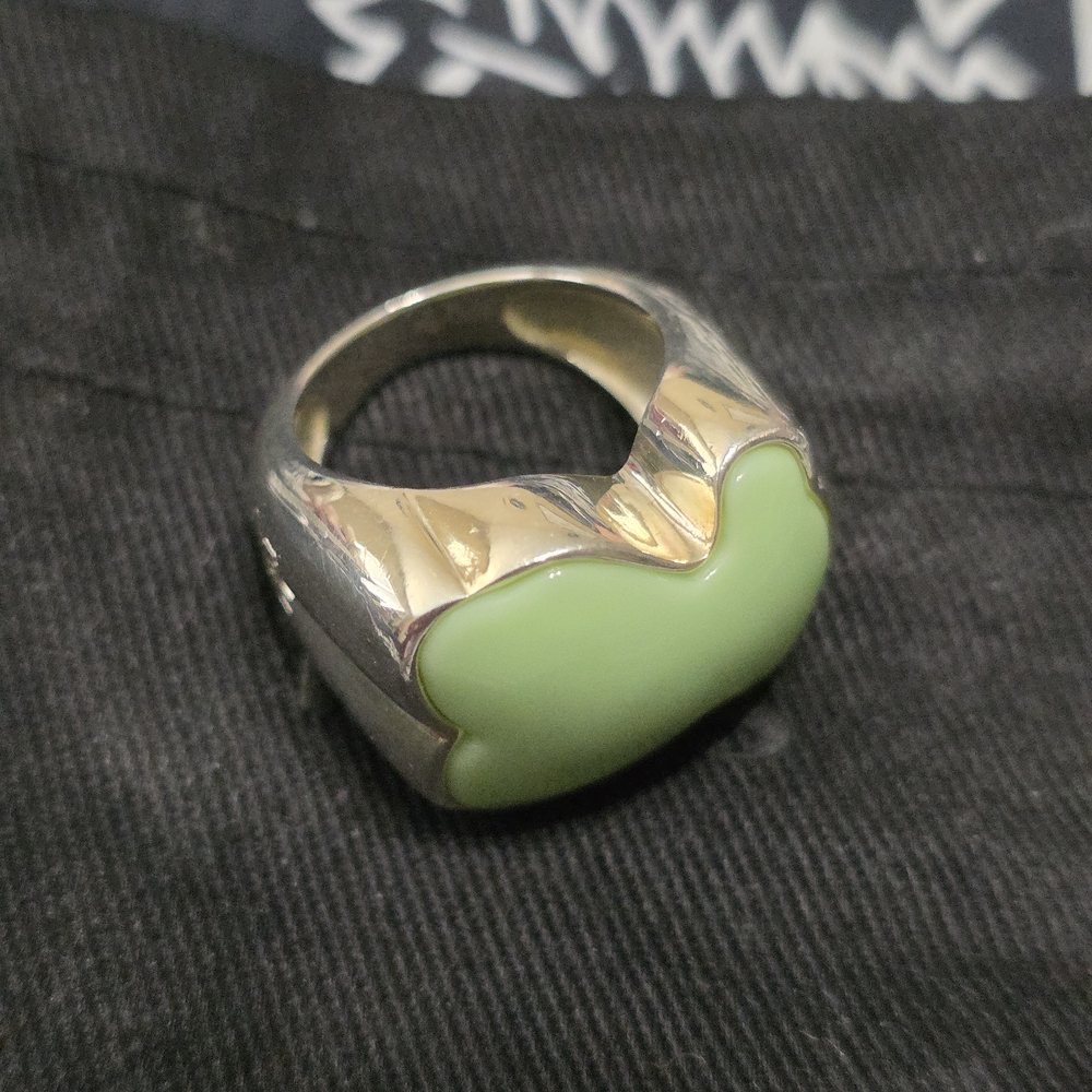 Tous Silver Light Green Ring Size 7